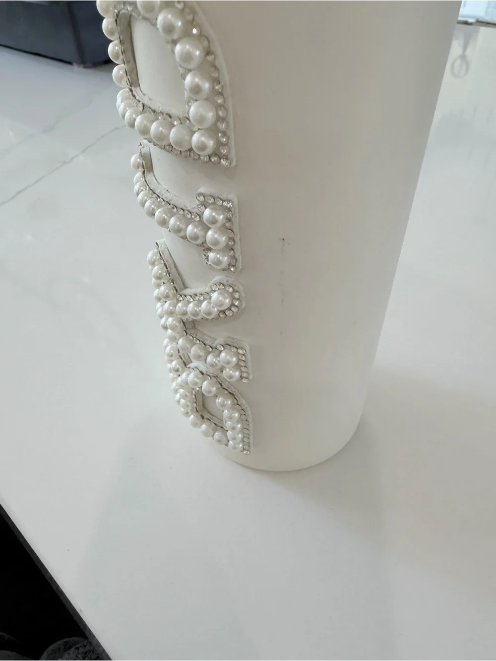 BEADED PEARL WHITE Decorative Tumbler -